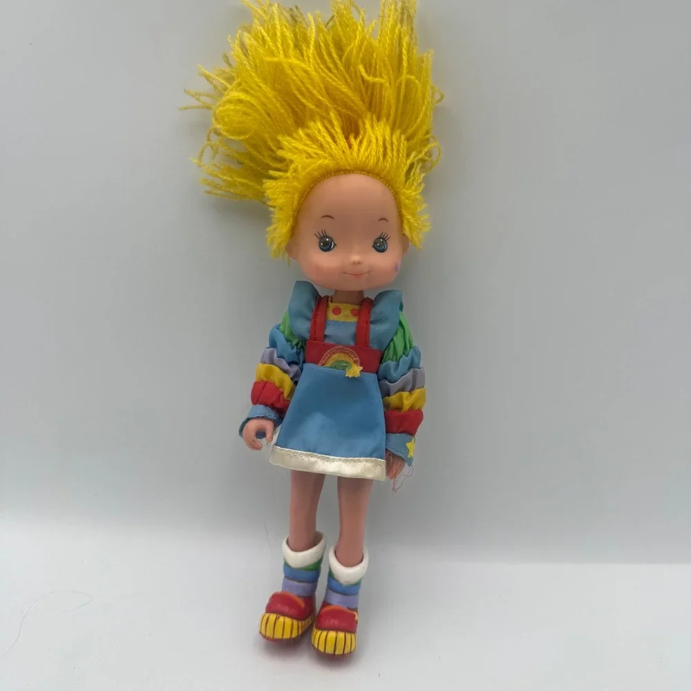 Vintage Rainbow Brite Doll Hallmark 1983 Yellow Yarn Hair Blue Dress 80s Toy